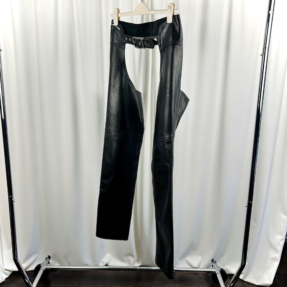 Vintage Women's Leather Motorcycle Chaps in Black • Soft & Durable Cowhide • XS - Picture 3 of 10